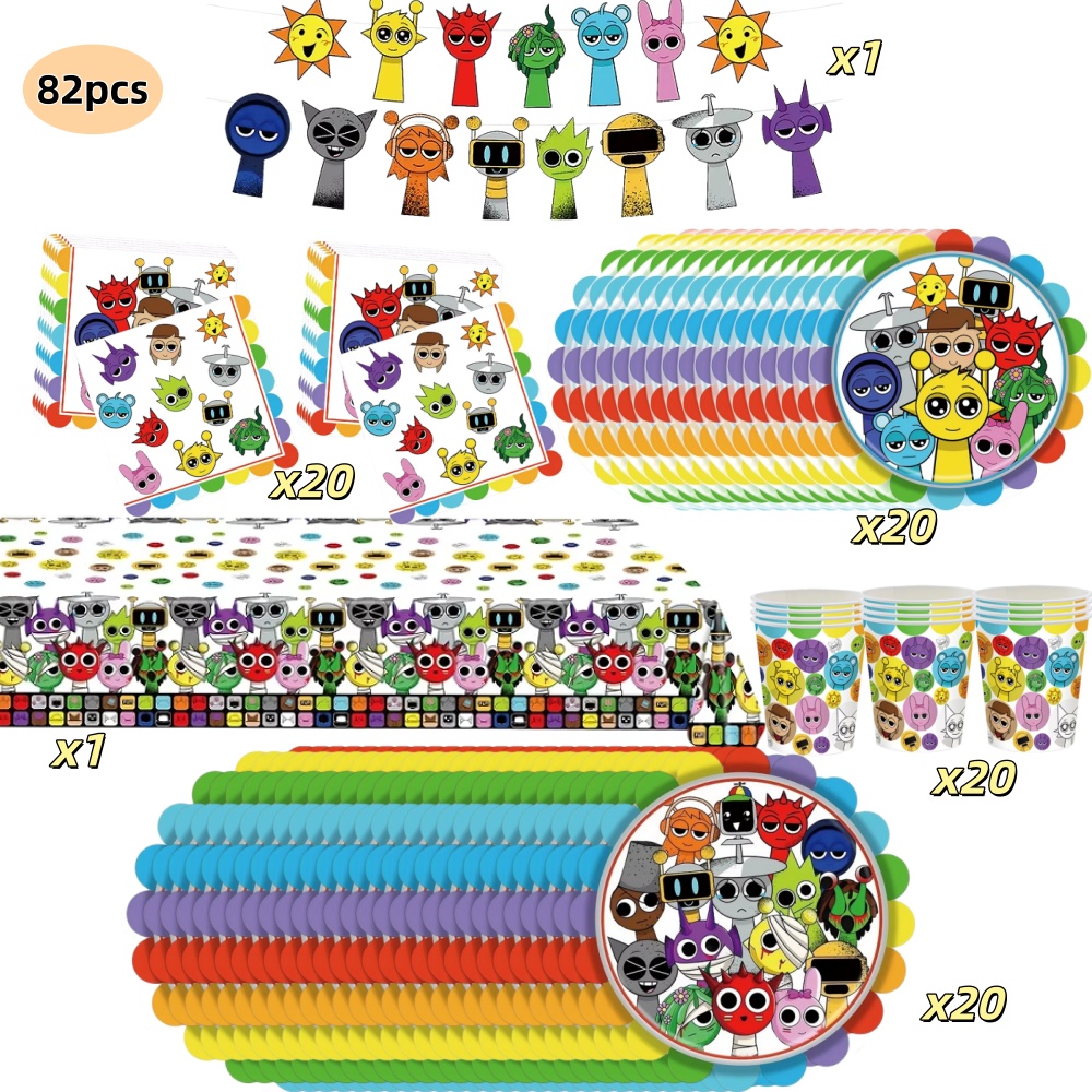 82개 스프렁키스 생일 파티 장식 게임 테마 접시 컵  - Party Games No Supplies 리뷰 및 가격